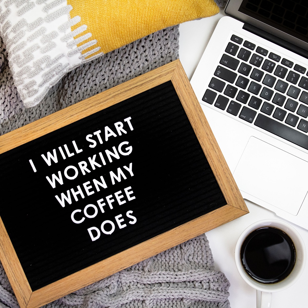 Sign post: I will start working when my coffee does