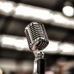 Old fashioned silver microphone